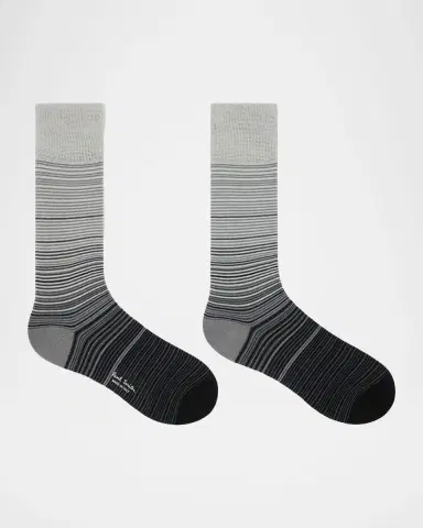 Paul Smith Men's Marcel Ombre Thin Stripe Cotton Crew Socks | Thumbnail 3