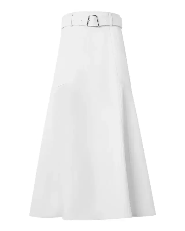 Akris Cotton Twill Belted Midi Skirt