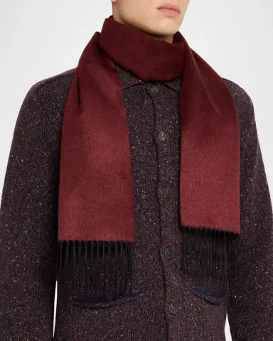 PIACENZA 1733 Men's Mirror Silk and Cashmere Double-Face Scarf | Thumbnail 3 PIACENZA 1733 Men's Mirror Silk and Cashmere Double-Face Scarf | Thumbnail 3