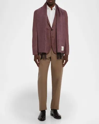 PIACENZA 1733 Men's Mirror Double-Face Silk and Cashmere Scarf | Thumbnail 2 PIACENZA 1733 Men's Mirror Double-Face Silk and Cashmere Scarf | Thumbnail 2