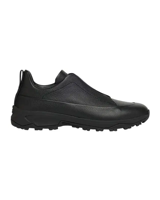ZEGNA Men 's Triple Stitch Monte Grained Leather Slip-On Sneakers