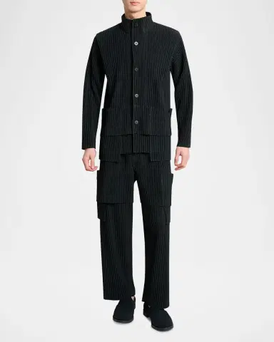 Homme Plissé Issey Miyake Men 's Multi-Pocket Pleated Button-Down Shirt | Thumbnail 2