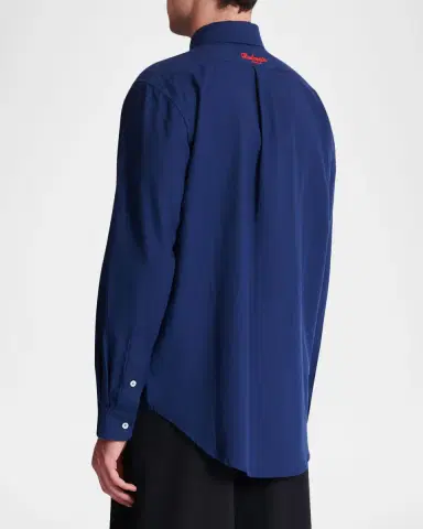 Balmain Men's Oxford Cotton College Emblem Button-Down Shirt | Thumbnail 3 Balmain Men's Oxford Cotton College Emblem Button-Down Shirt | Thumbnail 3
