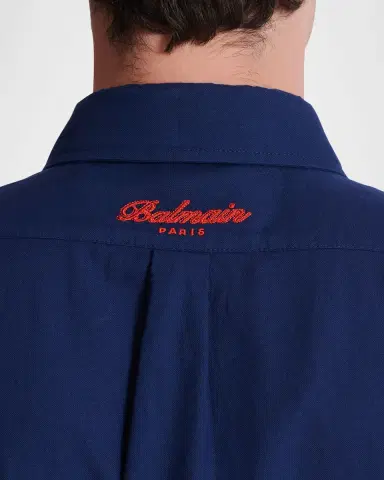 Balmain Men's Oxford Cotton College Emblem Button-Down Shirt | Thumbnail 5 Balmain Men's Oxford Cotton College Emblem Button-Down Shirt | Thumbnail 5