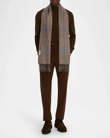 PIACENZA 1733 Men's Illinois Silk and Cashmere Houndstooth Scarf | Thumbnail 2