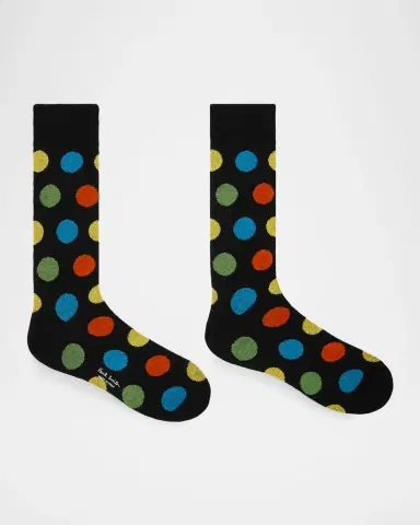 Paul Smith Men's Mike Large Polka Dot Cotton Crew Socks | Thumbnail 2