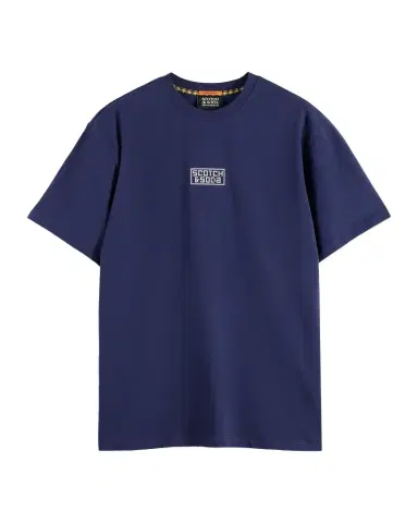 Scotch & Soda Men's Cotton Relaxed Fit Cross-Stitch Artwork T-Shirt | Thumbnail 1 Scotch & Soda Men's Cotton Relaxed Fit Cross-Stitch Artwork T-Shirt | Thumbnail 1