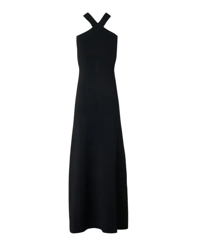 Crisscross Knit Halter Maxi Dress