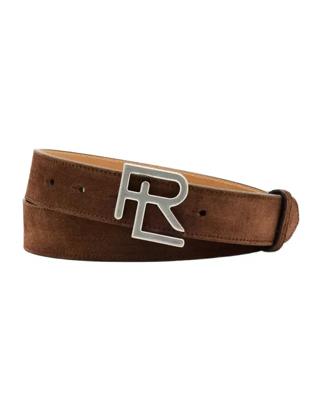 Ralph Lauren Purple Label RL-Buckle Calf-Suede Belt