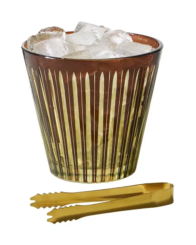 L 'Objet Prism Glass Ice Bucket with Tongs