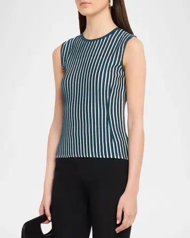Akris Silk-Blend Striped Rib Tank Top | Thumbnail 4 Akris Silk-Blend Striped Rib Tank Top | Thumbnail 4