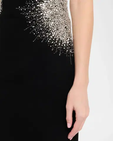 Naeem Khan Crystal Embellished Short-Sleeve Midi Dress | Thumbnail 5