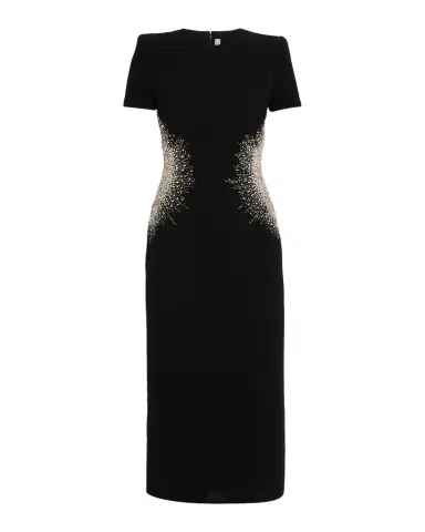 Naeem Khan Crystal Embellished Short-Sleeve Midi Dress | Thumbnail 1