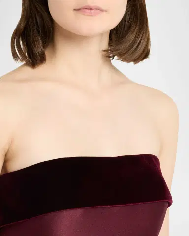 Badgley Mischka Strapless Velvet-Trim Mikado Trumpet Gown | Thumbnail 5