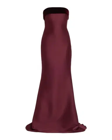 Badgley Mischka Strapless Velvet-Trim Mikado Trumpet Gown | Thumbnail 1