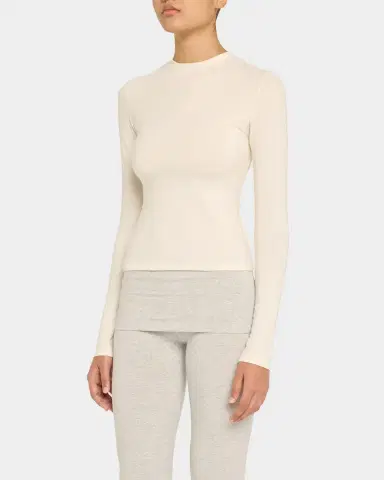 Skims Cotton Jersey Long-Sleeve Crewneck T-Shirt | Thumbnail 4
