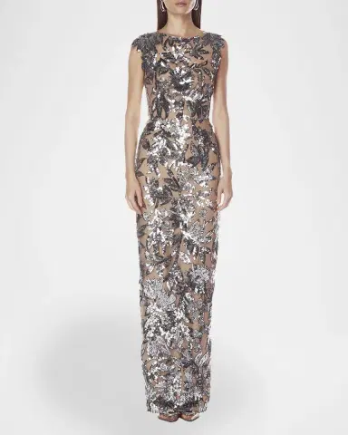 Bronx and Banco Violet Silver Sequin Maxi Dress | Thumbnail 2