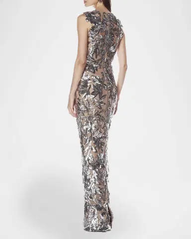 Bronx and Banco Violet Silver Sequin Maxi Dress | Thumbnail 3