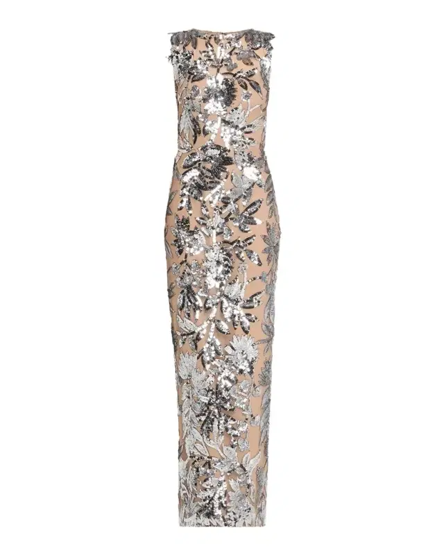 Bronx Banco Violet Silver Sequin Maxi Dress