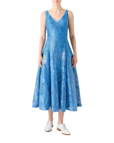 Akris Lacquered Sea Faille Sleeveless Midi Dress | Thumbnail 1 Akris Lacquered Sea Faille Sleeveless Midi Dress | Thumbnail 1