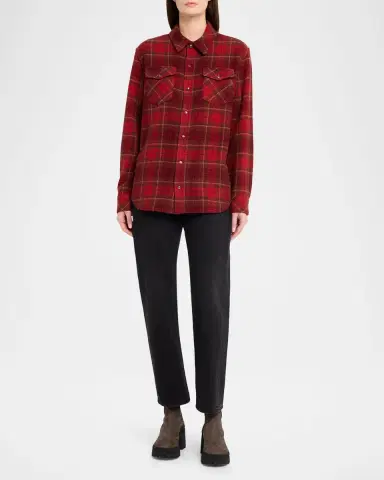 God’s True Cashmere Love Tartan Cashmere Flannel Shirt | Thumbnail 2