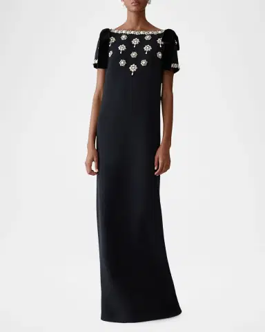 Carolina Herrera Embellished Bow-Shoulder Crepe Gown | Thumbnail 2 Carolina Herrera Embellished Bow-Shoulder Crepe Gown | Thumbnail 2