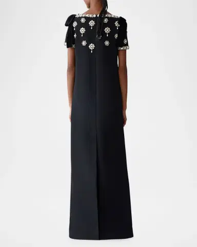 Carolina Herrera Embellished Bow-Shoulder Crepe Gown | Thumbnail 3 Carolina Herrera Embellished Bow-Shoulder Crepe Gown | Thumbnail 3