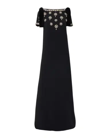 Carolina Herrera Embellished Bow-Shoulder Crepe Gown | Thumbnail 1 Carolina Herrera Embellished Bow-Shoulder Crepe Gown | Thumbnail 1