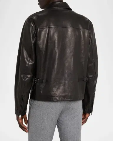 Brioni Men's Leather Moto Jacket | Thumbnail 3
