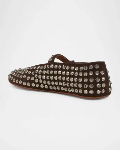 Alaïa Crystal Stud Mary Jane Ballerina Flats | Thumbnail 4