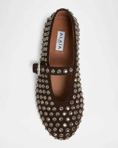 Alaïa Crystal Stud Mary Jane Ballerina Flats | Thumbnail 6