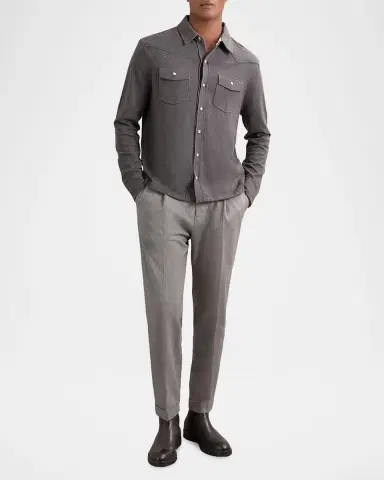 Reiss Men's Ledger Cotton-Cashmere Western Knit Shirt | Thumbnail 2 Reiss Men's Ledger Cotton-Cashmere Western Knit Shirt | Thumbnail 2