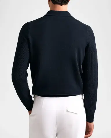 Reiss Men's Hamilton Wool Waffle-Knit Half-Zip Polo Shirt | Thumbnail 2 Reiss Men's Hamilton Wool Waffle-Knit Half-Zip Polo Shirt | Thumbnail 2