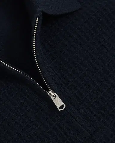 Reiss Men's Hamilton Wool Waffle-Knit Half-Zip Polo Shirt | Thumbnail 5 Reiss Men's Hamilton Wool Waffle-Knit Half-Zip Polo Shirt | Thumbnail 5