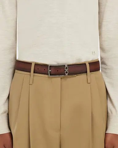 Ferragamo Men's Mini Gancio Reversible Leather Belt | Thumbnail 2 Ferragamo Men's Mini Gancio Reversible Leather Belt | Thumbnail 2