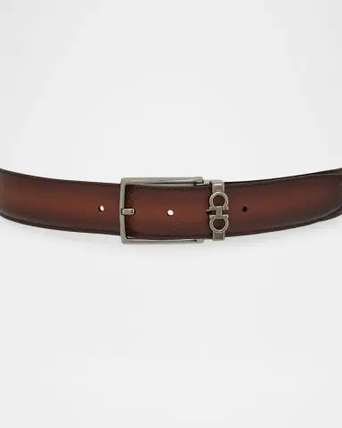 Ferragamo Men's Mini Gancio Reversible Leather Belt | Thumbnail 4 Ferragamo Men's Mini Gancio Reversible Leather Belt | Thumbnail 4