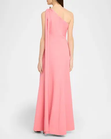 Monique Lhuillier Plumeria One-Shoulder Draped Wool Gown | Thumbnail 3 Monique Lhuillier Plumeria One-Shoulder Draped Wool Gown | Thumbnail 3