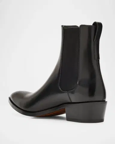 Tom Ford Men's Burnished Leather Chelsea Boots | Thumbnail 4 Tom Ford Men's Burnished Leather Chelsea Boots | Thumbnail 4