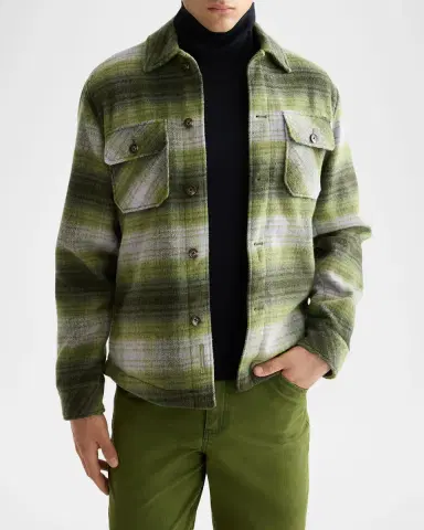 Scotch & Soda Men's Check Wool-Blend Overshirt | Thumbnail 4