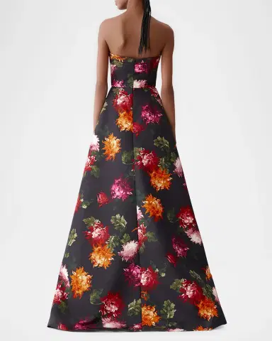 Carolina Herrera Floral-Print Strapless A-Line Gown | Thumbnail 3 Carolina Herrera Floral-Print Strapless A-Line Gown | Thumbnail 3