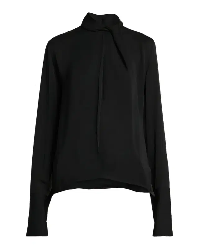 TOM FORD Twisted-Neck Silk Long-Sleeve Shirt