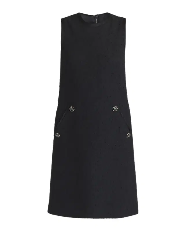 Crystal Embellished Sleeveless Boucle Dress