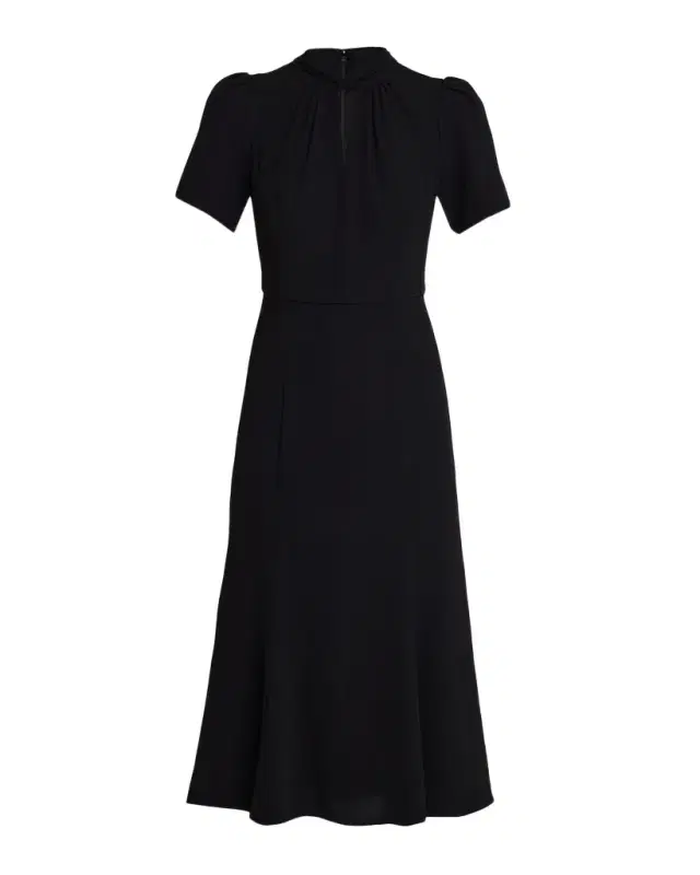 Allegra Cutout Puff-Sleeve Crepe Midi Dress