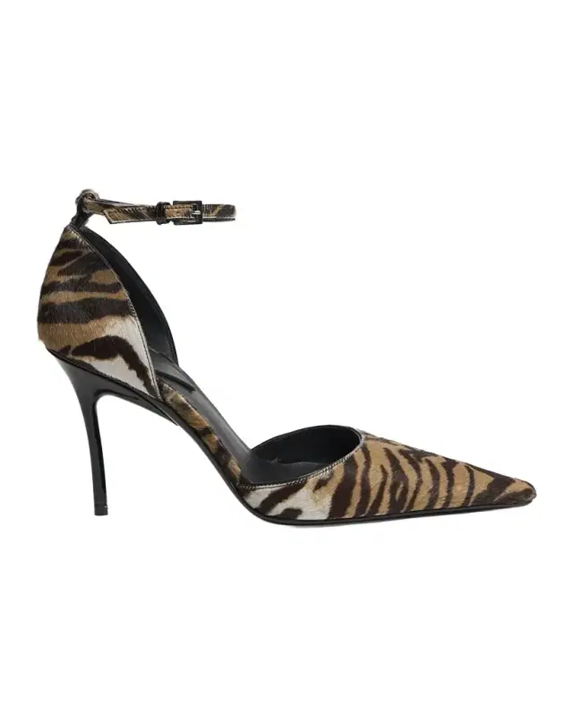 ALAÏA 90mm d 'Orsay Tiger Calf Hair Ankle-Strap Pumps
