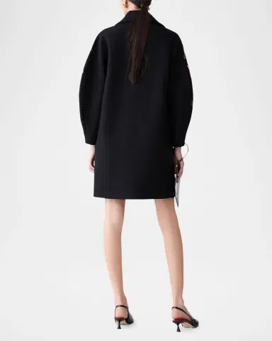 Carolina Herrera Floral-Embroidered Wool Cocoon Coat | Thumbnail 3
