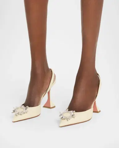 Amina Muaddi 95mm Begum Leather Crystal Slingback Pumps | Thumbnail 2 Amina Muaddi 95mm Begum Leather Crystal Slingback Pumps | Thumbnail 2