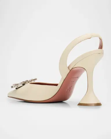 Amina Muaddi 95mm Begum Leather Crystal Slingback Pumps | Thumbnail 4 Amina Muaddi 95mm Begum Leather Crystal Slingback Pumps | Thumbnail 4