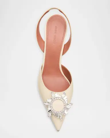 Amina Muaddi 95mm Begum Leather Crystal Slingback Pumps | Thumbnail 6 Amina Muaddi 95mm Begum Leather Crystal Slingback Pumps | Thumbnail 6