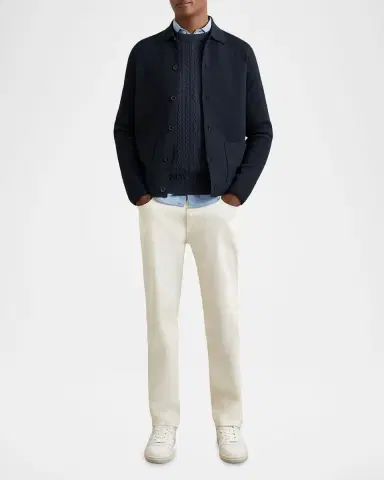 Reiss Men's Fitzgerald Ribbed-Sleeve Button-Down Shirt | Thumbnail 2 Reiss Men's Fitzgerald Ribbed-Sleeve Button-Down Shirt | Thumbnail 2