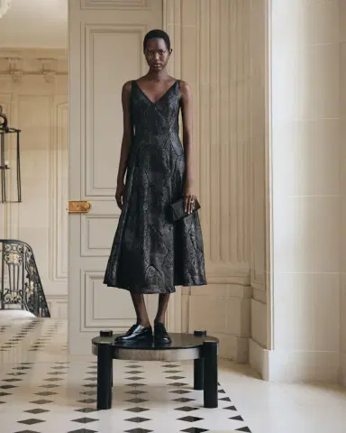 Akris Lacquered Sea Faille Sleeveless Midi Dress | Thumbnail 4